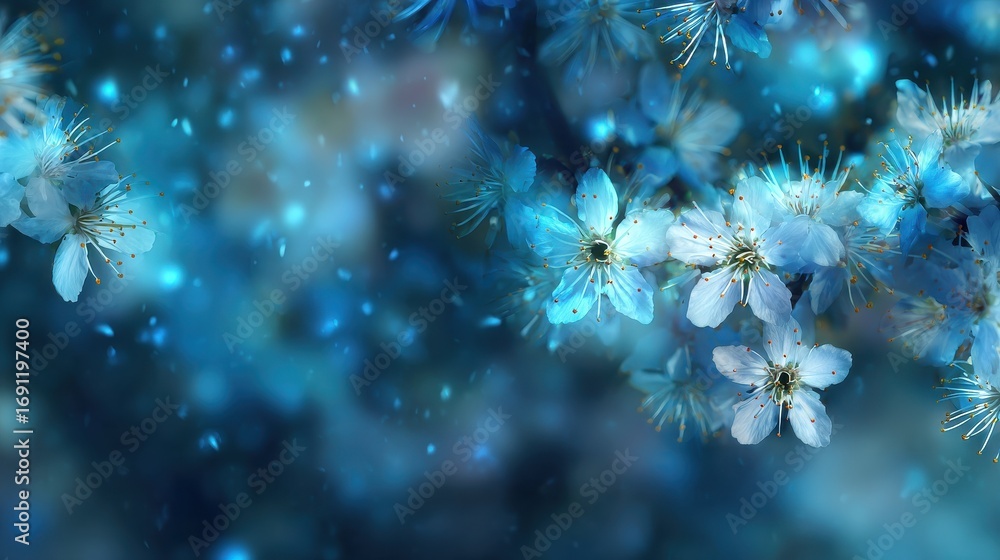 Fototapeta premium blurred blue floral bokeh background banner