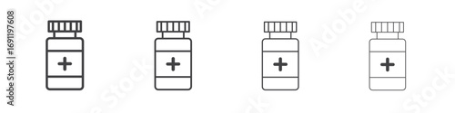 Pill bottle icons vector graphics for web designs