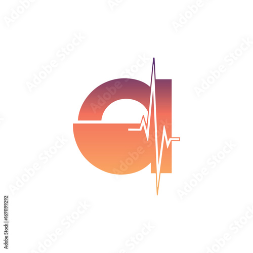 A creative, medical-themed logo featuring a heartbeat rhythm line integrated into the letter 'a'. This design is perfect for brands in the health, wellness, and technology sectors.