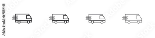 Fast shipping delivery truck icons vector graphics for web designs