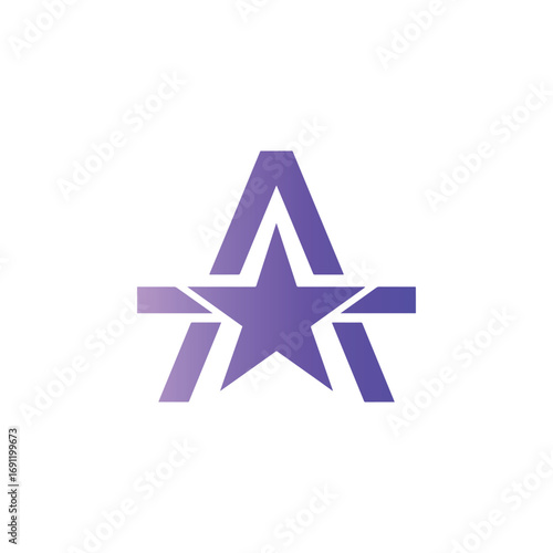 A creative, geometric logo featuring a star piercing the center of the letter 'A.' This bold design symbolizes precision, excellence, and aiming for success.