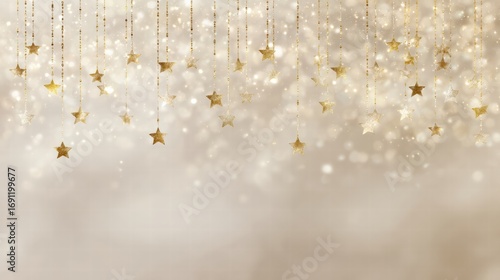 Christmas concert frame for announcement with festive holiday decoration and lights.