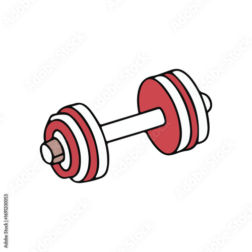A vibrant 3D rendering of red and green dumbbell icons for a gym or fitness design