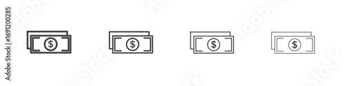 Cash icons vector graphics for web designs