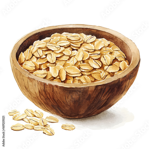 Oatmeal, watercolor vector, isolated on a white background.