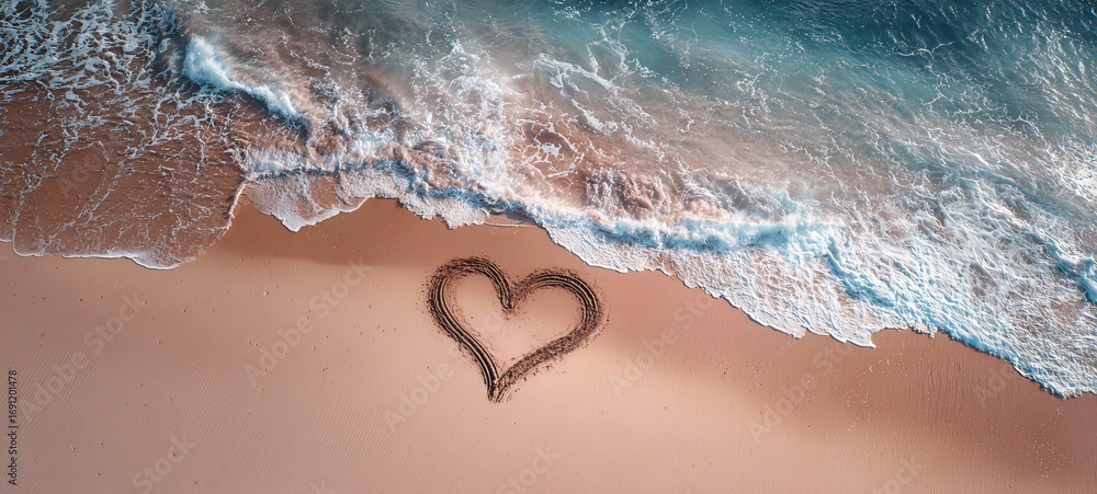 Fototapeta premium Heart Drawn In Beach Sand