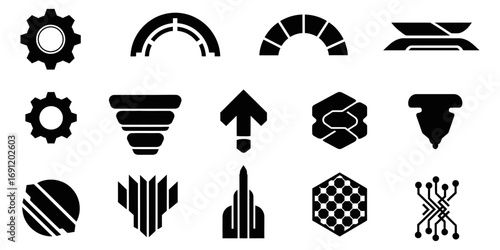 A collection of four black silhouette vector icons, featuring a variety of common insects and a spider, isolated design elements.