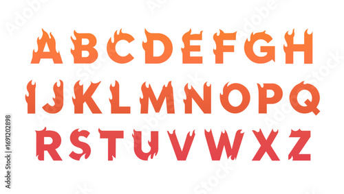 Font fire flame alphabet burn text typography vector cartoon collection.