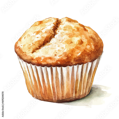 Muffin, watercolor vector, isolated on a white background.