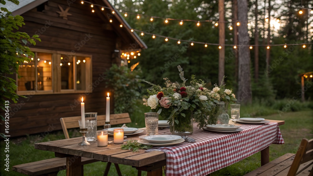 Obraz premium table in the garden