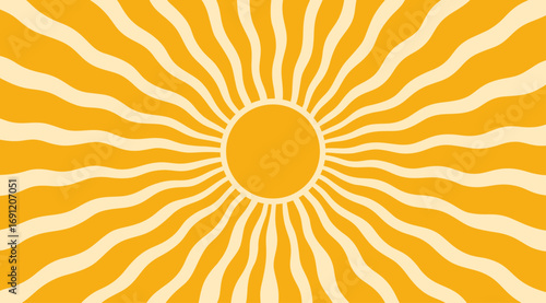 Sun burst pattern background ray sunshine. Retro summer sun wave vector geometric texture beam