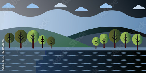 vector illustration of a tropical island