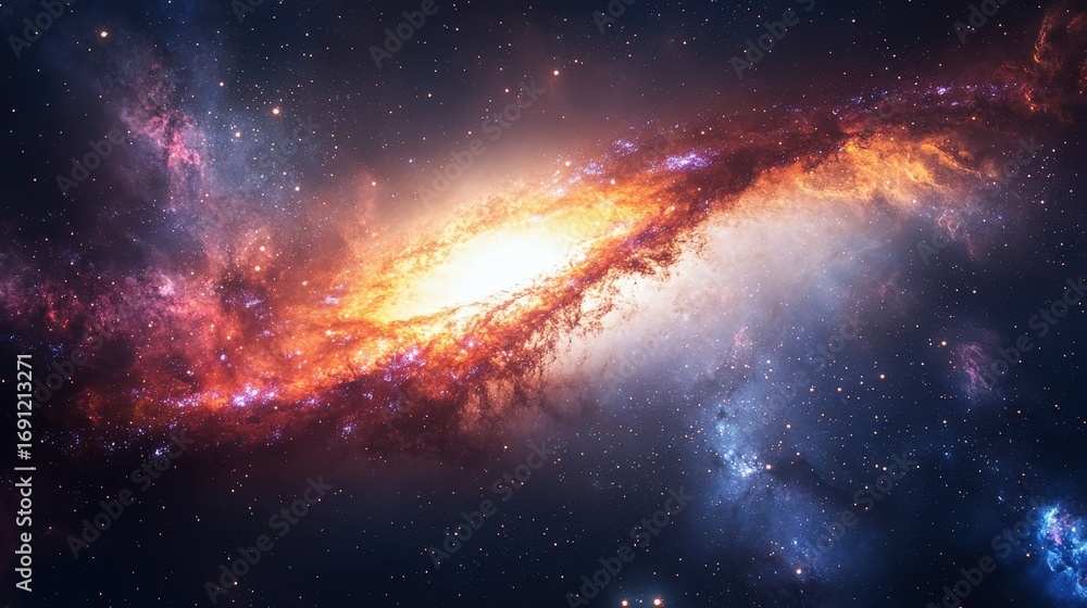 Fototapeta premium Stunning Cosmic Spiral in Deep Space with Bright Colors and Twinkling Stars