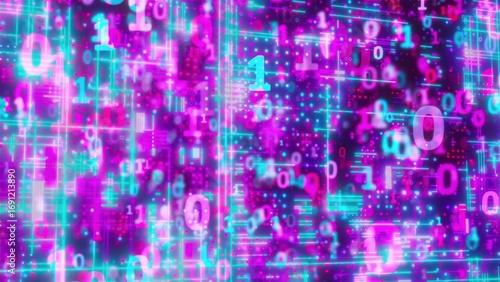 Abstract technology backdrop with binary code. Computer generated 3d render