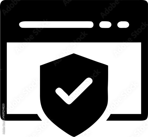 A secure website is displayed with a shield and checkmark, indicating safety and protection.