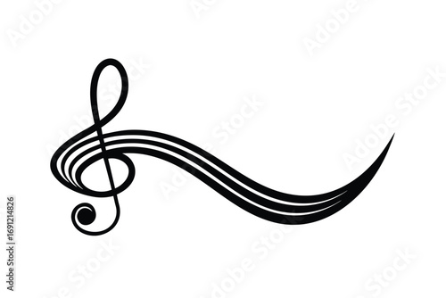 minimal wave line with treble clef accent vector