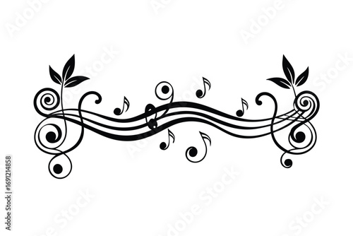 music border with floral patterns and abstract swirl