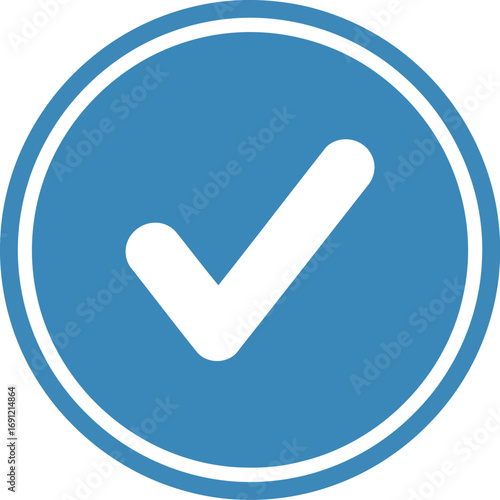 Blue checkmark icon symbol of approval confirmation success and verification vector