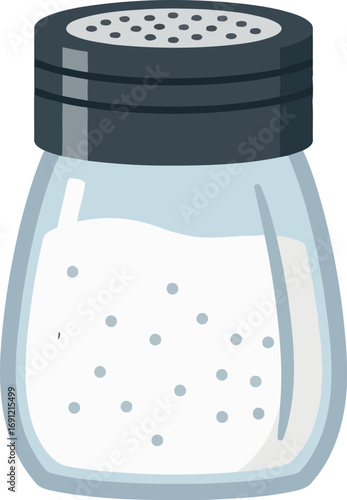 Salt shaker kitchen ingredient condiment seasoning glass bottle vector