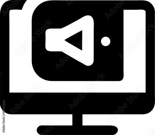 Computer monitor with a muted sound icon, indicating the sound is off.