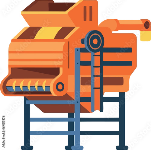Harvesting thresher machine agricultural equipment industrial machinery vector