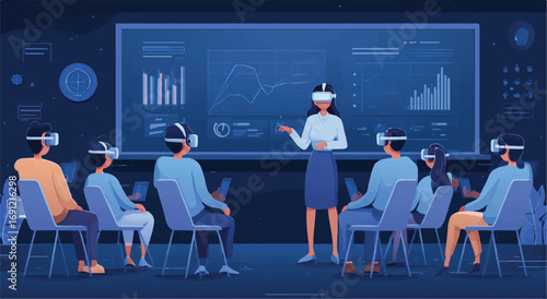 Virtual Reality Classroom with Instructor Guiding Students Through Immersive Data Analysis and Collaborative Learning Experience