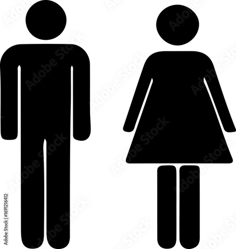 Male and female restroom symbols side by side.