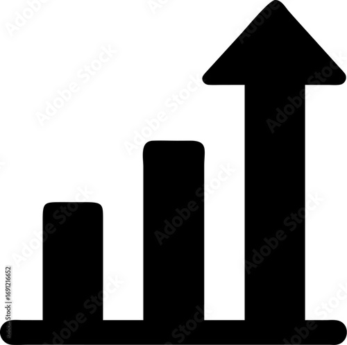 An upward trending bar graph showing growth and progress.