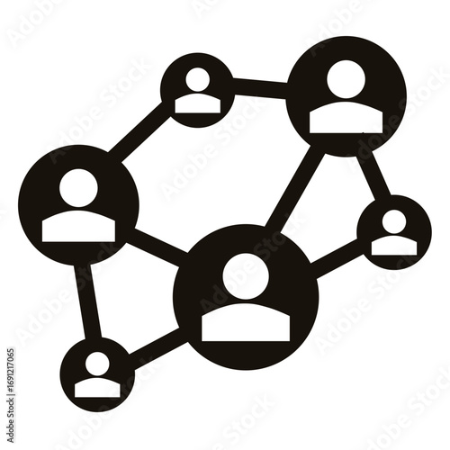 Social network icon, interconnected users, minimalistic design, vector illustration, copy space