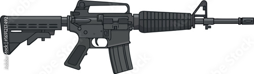 Modern assault rifle with tactical accessories ready for action vector