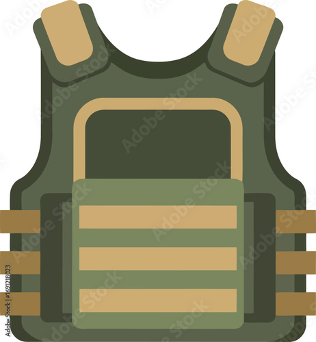 Tactical military body armor vest protective gear camouflage illustration vector