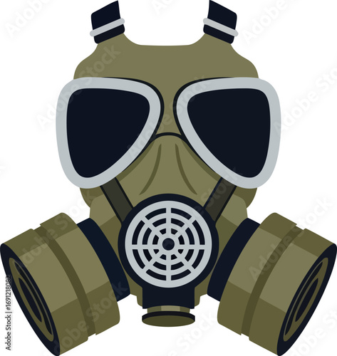Military gas mask protection respirator vintage camouflage historical vector