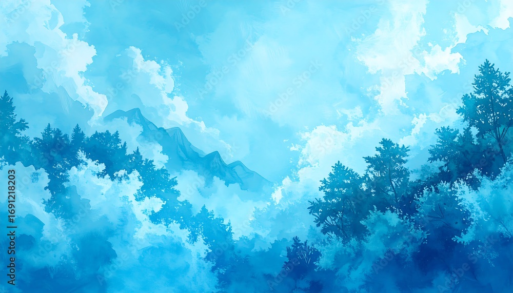 Obraz premium Soft-toned blue landscape