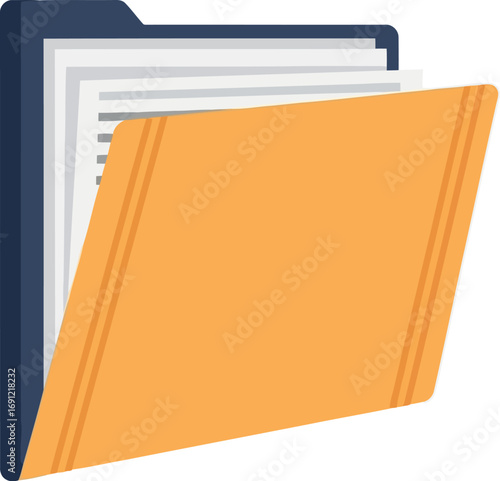 Organized open file folder with documents for business archives or legal records vector