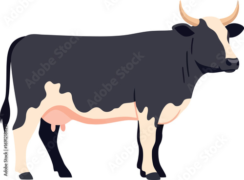 Dairy cow standing profile livestock farm animal agricultural industry farmhouse style cute farm animal vector illustration vector
