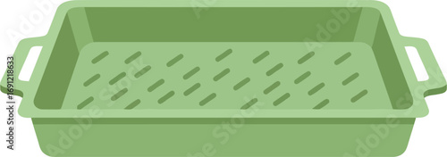 Modern green rectangular baking dish with handles kitchenware vector