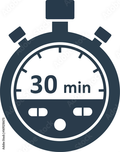 Thirty minute timer stopwatch symbol minimalist icon for time management and deadline concepts vector
