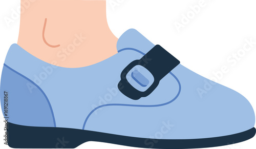 Baby blue mary jane shoe for toddler with buckle strap adorable footwear for little kids vector