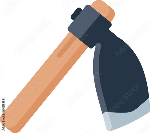 Sharpened garden hoe tool for cultivating soil wood handle isolated vector