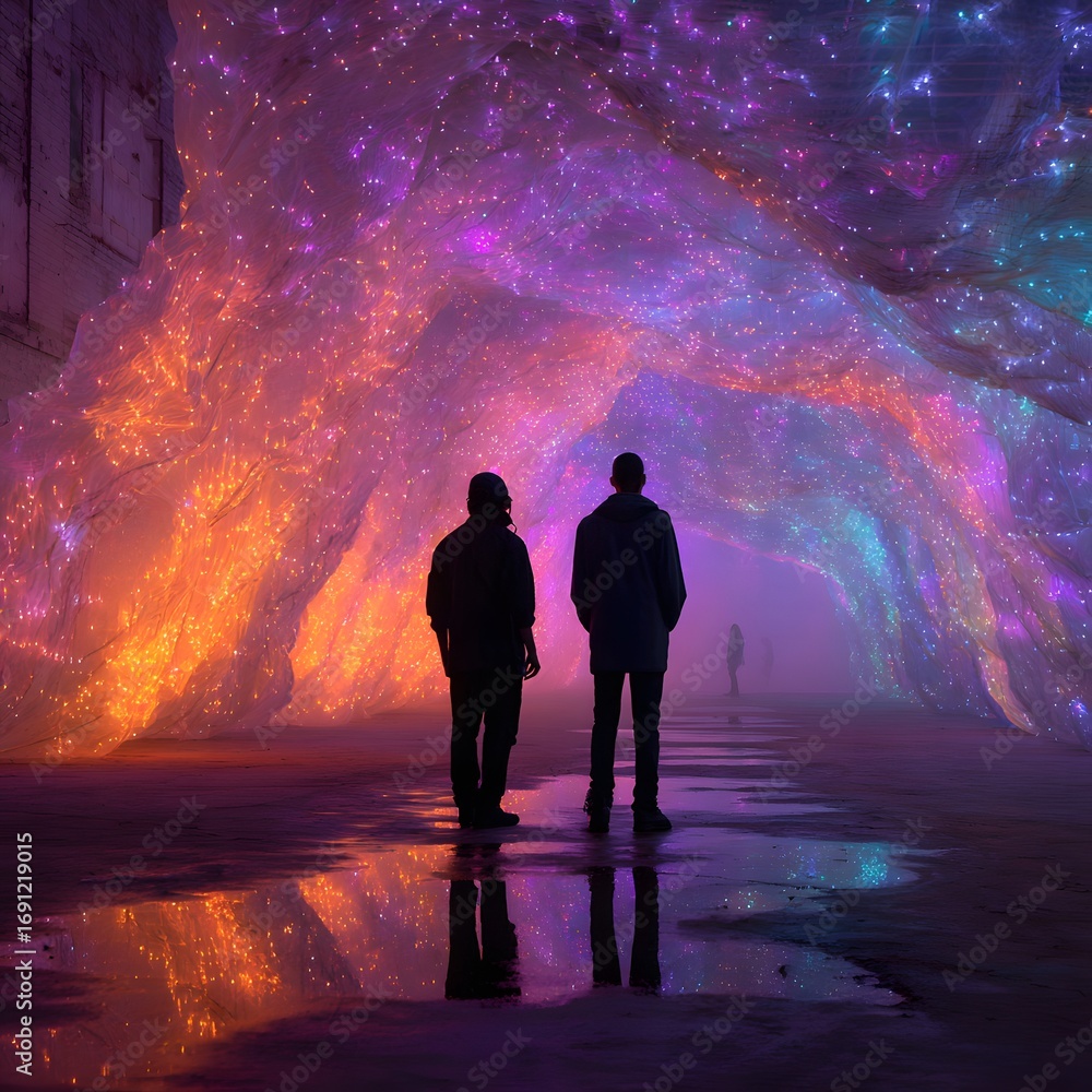 Fototapeta premium Vibrant immersive light and color installation high resolution picture