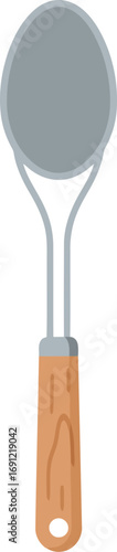 Professional stainless steel spatula with wooden handle for culinary use vector