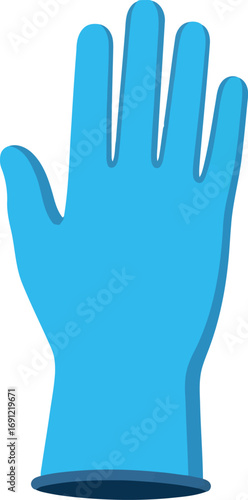 Bright cyan disposable nitrile glove for medical and safety use clean isolated hand protection vector