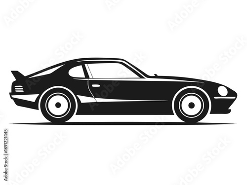 Classic Sports Car Vector Illustration in Silhouette Style silhouette