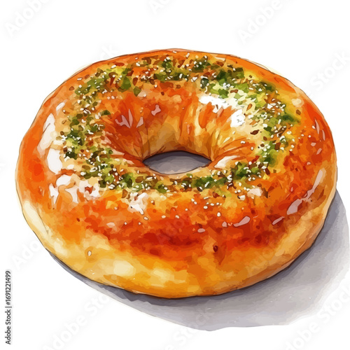 watercolor vector of Kunafa, isolated on a white background.
