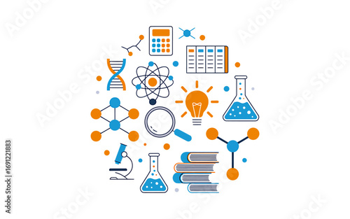 Modern flat design scientific illustration with abstract elements