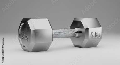 Five kilogram dumbbell for fitness strength training and workout equipment silver metal