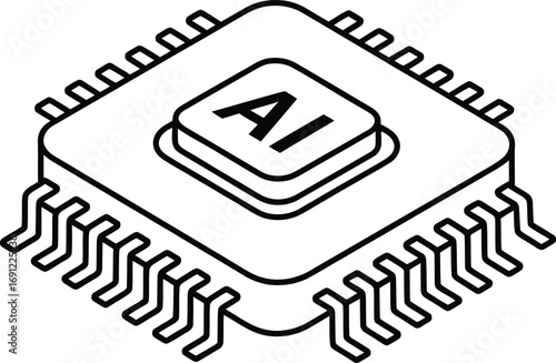 Stylized illustration of a computer microchip with the letters ai prominently displayed