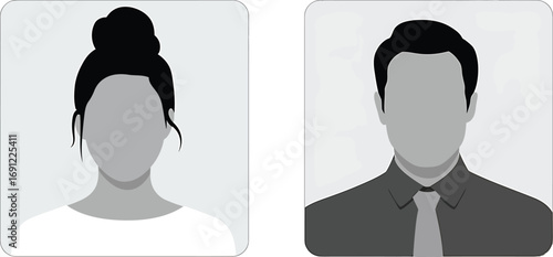 Two anonymous silhouette portraits of a woman and a man side by side