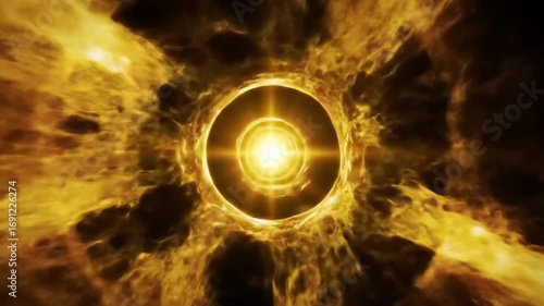 Fiery ring portal, cosmic background, VFX