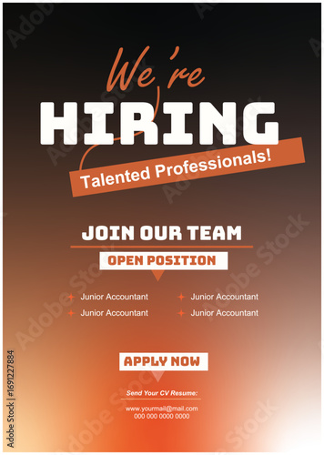 Modern Recruitment Flyer Template – We Are Hiring, Job Vacancy, Editable Vector Design
